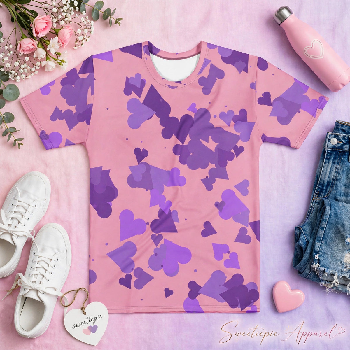 Sweetiepie Hearts Tee – Pink (Oversized)