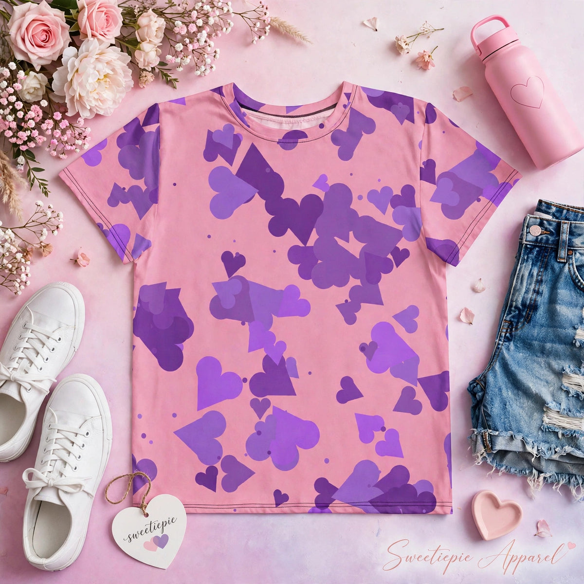 Sweetiepie Hearts Tee – Pink (Girls')