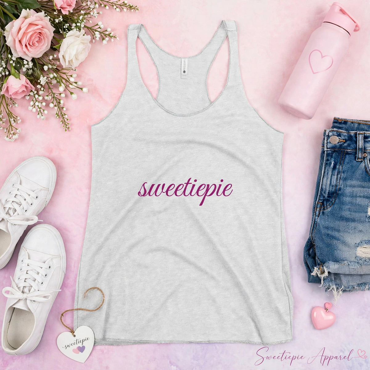 Sweetie Pie Racerback Tank – White Script