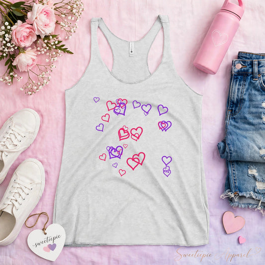 Sweetie Pie Racerback Tank – White Hearts