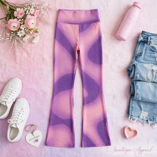 Sweetie Pie Flare Leggings – Pink & Purple Tie-Dye