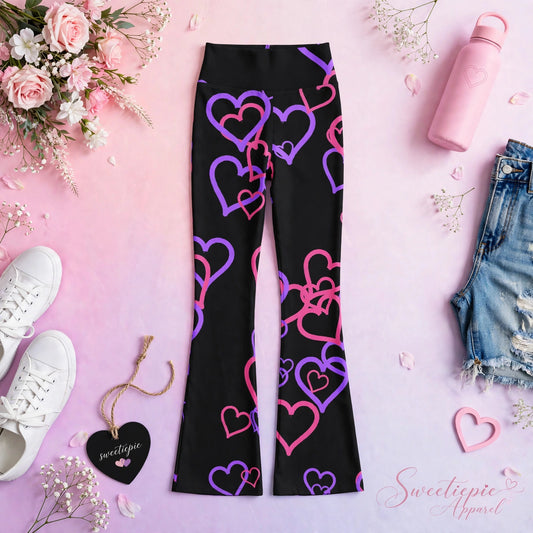 Sweetie Pie Flare Leggings – Black Hearts