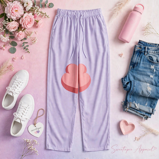 Sweetie Pie Hearts Pajama Pants - Purple with Pink Hearts